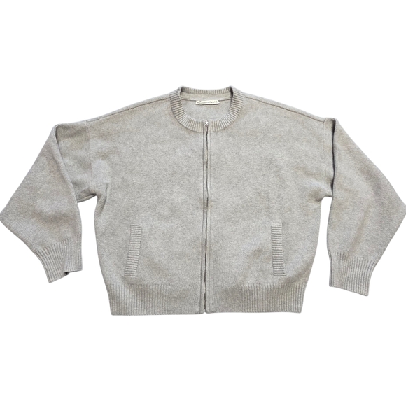 Abercrombie LuxeLoft Zip-Up Crew Cardigan Sweater Grey Women’s Large - Picture 2 of 10